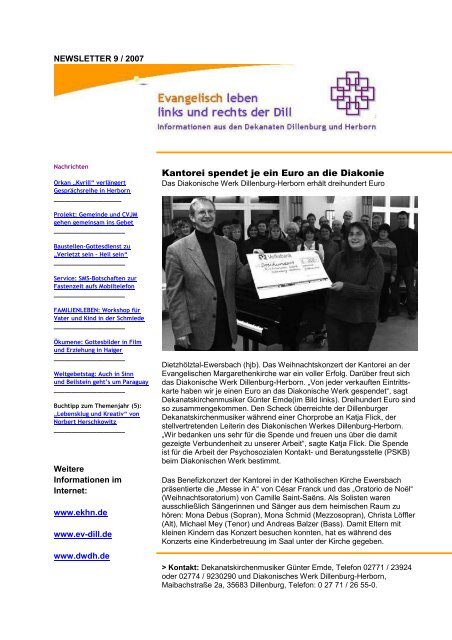 Newsletter 9-2007 - Evangelisch leben | links und rechts der Dill