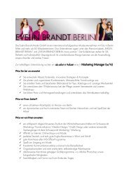 arketing Manager arketing Manager (w/m) - Evelin Brandt