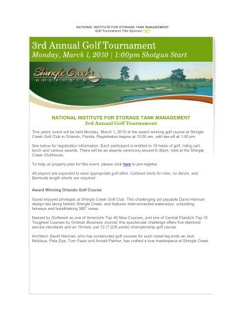 3rd Annual Golf Tournament - NISTM