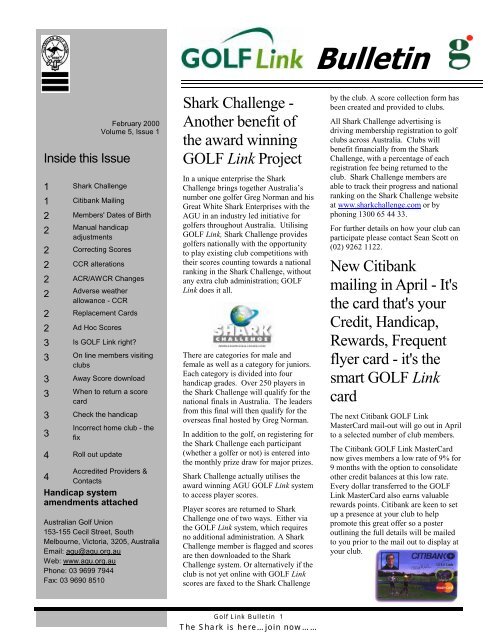 Shark Challenge - Another benefit of the award winning GOLF Link ...