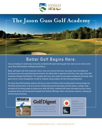 The Jason Guss Golf Academy - The Otsego Club and Resort