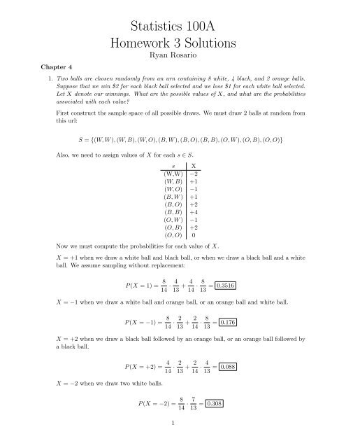 Statistics 100A Homework 3 Solutions - UCLA Statistics