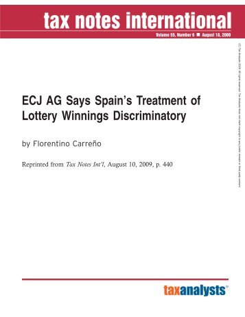 ECJ AG Says Spain's Treatment of Lottery Winnings ... - Cuatrecasas