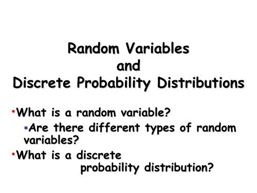 Random Variables and Discrete Probability Distributions