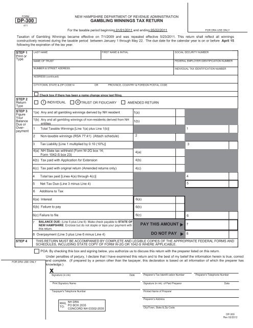 Gambling winnings on tax return