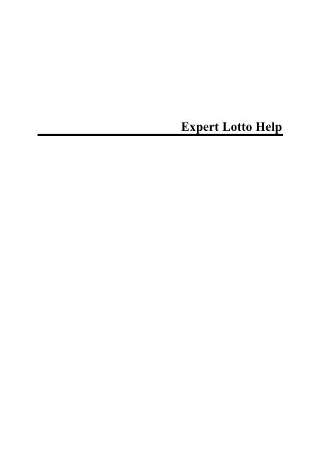 Expert Lotto Help