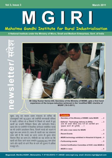 Draft March 2011 MGIRI Newsletter - Mahatma Gandhi Institute for ...