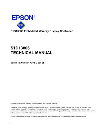 S1D13806 TECHNICAL MANUAL