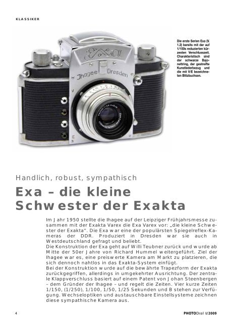 Exa – die kleine Schwester der Exakta - the exakta and exa pages