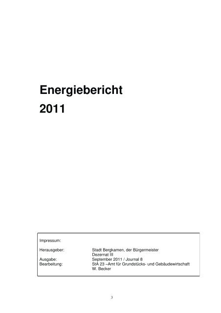 Energiebericht 2011 - Bergkamen