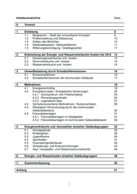 Energiebericht 2011 - Bergkamen