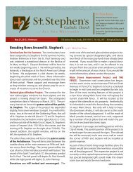 Breaking News Around St. Stephen's by Fr. Mike Van Sloun