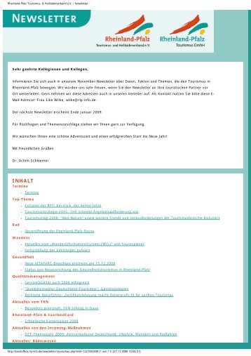 Heilbäderverband eV | Newsletter - Tourismusnetzwerk Rheinland ...
