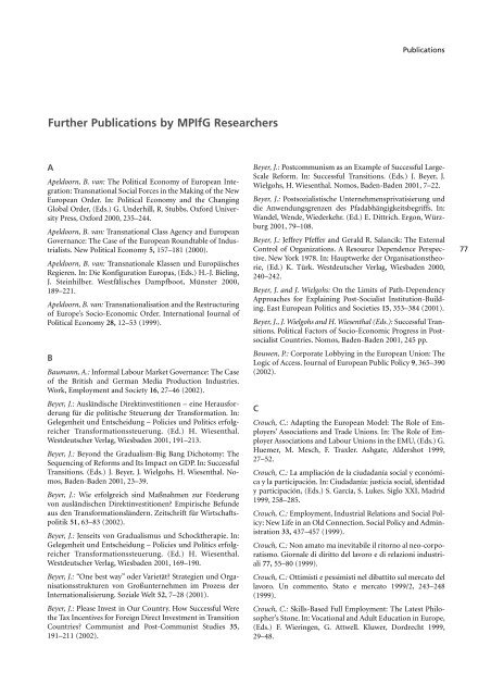 Publications - MPIfG