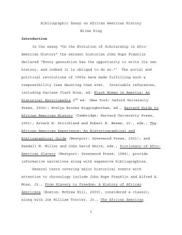 1 Bibliographic Essay on African American History Wilma King ...