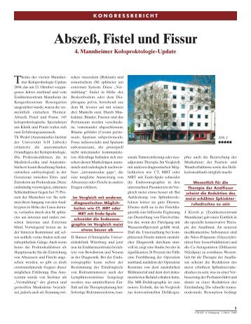 Abszeß, Fistel und Fissur - Enddarm-Zentrum Mannheim