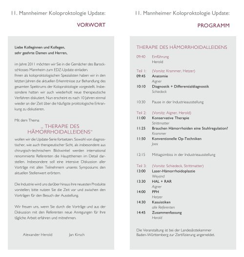 Programm (PDF, 493 KB) - Enddarm-Zentrum Mannheim
