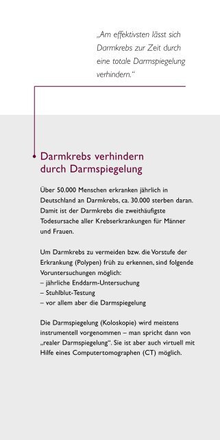 DARMKREBS VERHINDERN -  Enddarm-Zentrum Mannheim