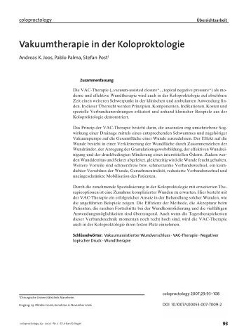 Vakuumtherapie in der Koloproktologie - SpringerLink