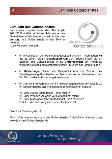 Gemeindebrief Nr.164 März 2012 - Evangelische Kirche Bad Saulgau