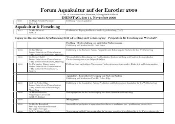 forum aquakultur zeitplan - Aquakulturtechnik