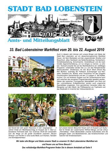 33. Bad Lobensteiner Marktfest vom 20. bis 22. August 2010