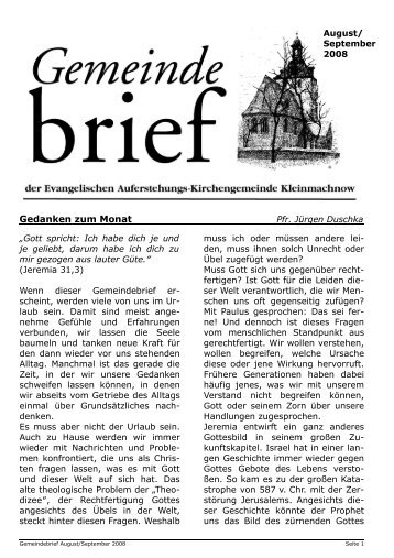 Kirchenmusik August/September 2008 - Evangelische ...