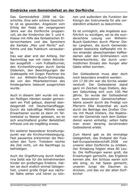 Kirchenmusik August/September 2008 - Evangelische ...