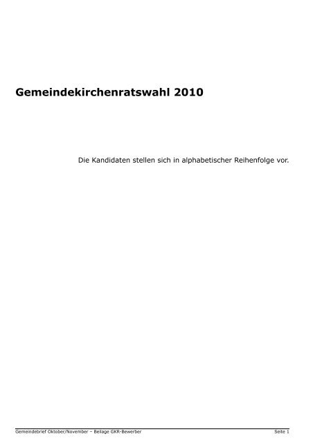 Gemeindekirchenratswahl 2010
