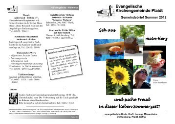 Sommer 2012 - Evangelische Kirchengemeinde Plaidt