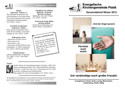 Gemeindebrief â Winter 2012 - Evangelische Kirchengemeinde Plaidt