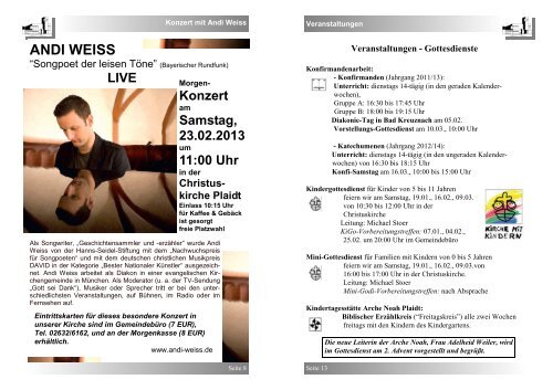 Gemeindebrief â Winter 2012 - Evangelische Kirchengemeinde Plaidt