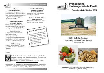 Gemeindebrief â Herbst 2012 - Evangelische Kirchengemeinde Plaidt