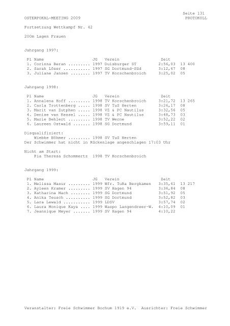 Protokoll - SG SSF Marl-Hüls - Home