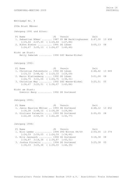 Protokoll - SG SSF Marl-Hüls - Home