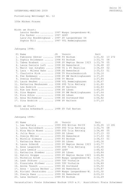 Protokoll - SG SSF Marl-Hüls - Home