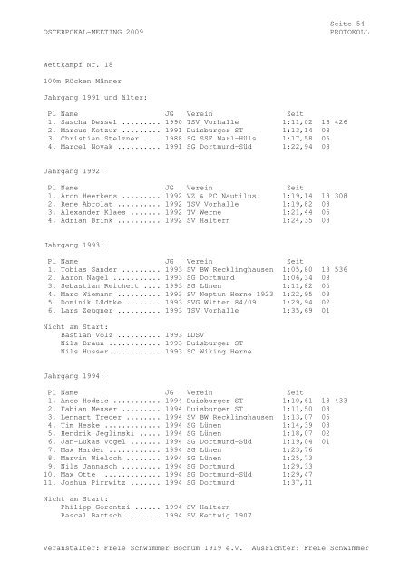 Protokoll - SG SSF Marl-Hüls - Home