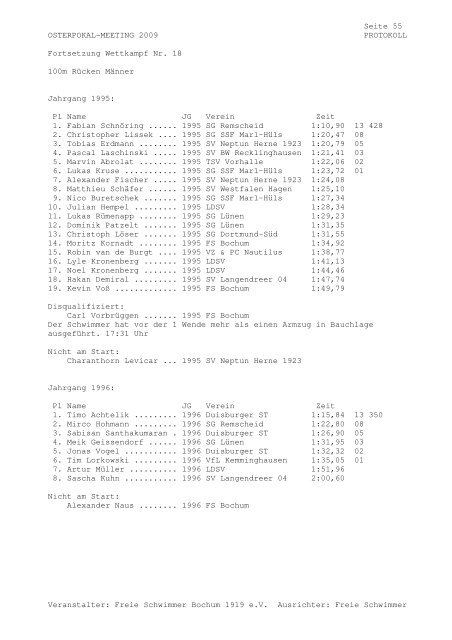 Protokoll - SG SSF Marl-Hüls - Home