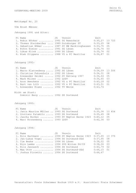 Protokoll - SG SSF Marl-Hüls - Home