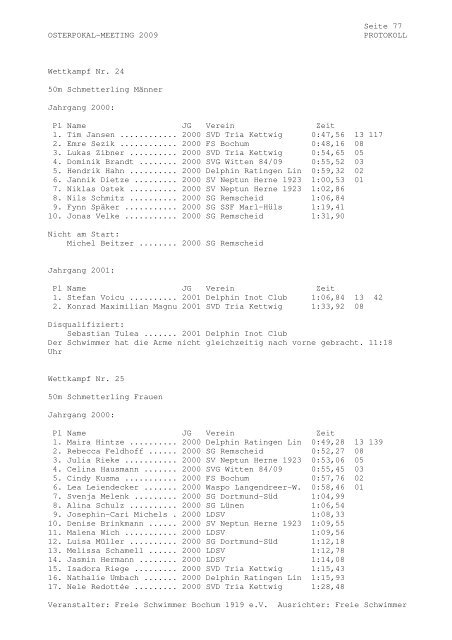 Protokoll - SG SSF Marl-Hüls - Home