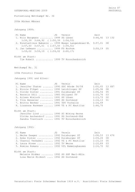 Protokoll - SG SSF Marl-Hüls - Home