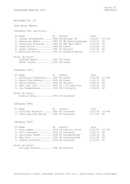 Protokoll - SG SSF Marl-Hüls - Home