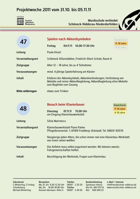 Projektwoche 1 Titel - Musikschule Schöneck/Nidderau