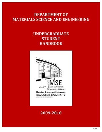 Undergraduate handbook - Materials Science and Engineering ...