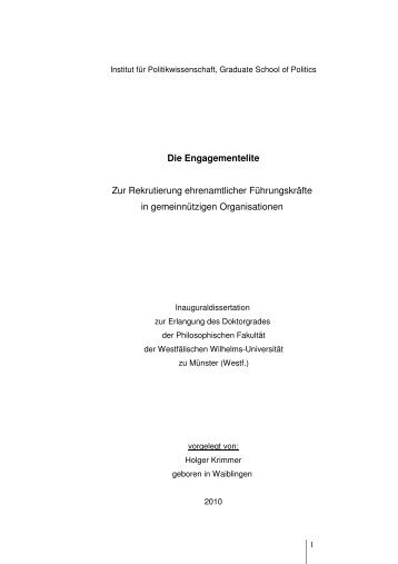 Die Engagementelite Zur Rekrutierung ehrenamtlicher ...
