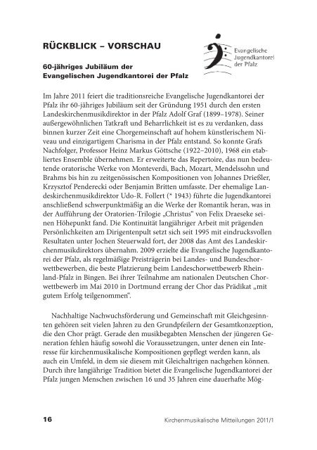 Kirchenmusikalische Mitteilungen - Evangelische Kirche der Pfalz