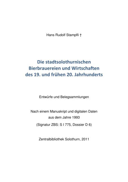 Hans Rudolf Stampfli - Zentralbibliothek Solothurn