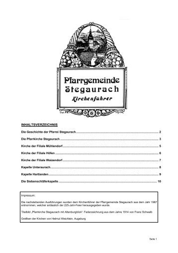 Kirchenführer der Kirchenstiftung Stegaurach zur Geschichte der ...
