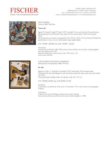 Highlights Fine Art Auction Sales Auction sale - Galerie Fischer ...