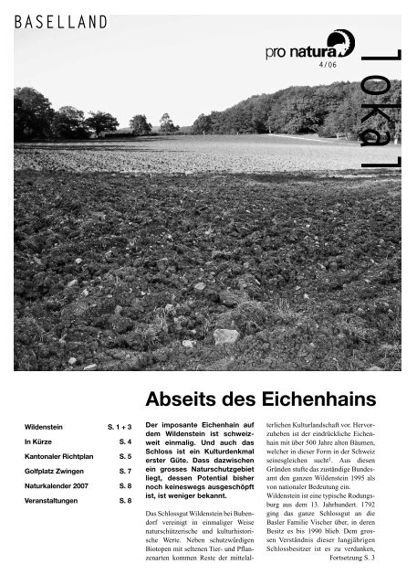 Abseits des Eichenhains - Pro Natura Baselland